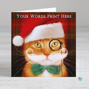 Carte de Noël personnalisée chat - chat orange roux - maman papa mari femme partenaire petit ami petite amie nan grand-père soeur frère petit-fils