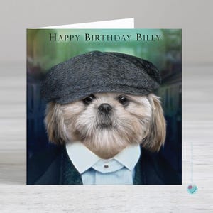 Carte d'anniversaire personnalisée pour un homme - carte d'anniversaire pour chien shih-tzu - carte d'anniversaire pour garçons - carte de chien amusante - carte de voeux pour toutes les occasions