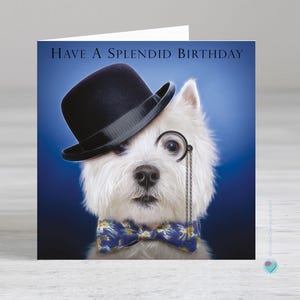 犬好きの男性と女性への誕生日カード - ウェスティ犬の誕生日カード - 素晴らしい誕生日をお過ごしください - 印刷されたメッセージ/詩を中に追加するオプション