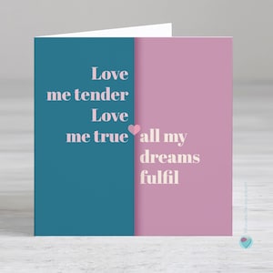 Carte d'anniversaire - carte d'amour - fan d'Elvis Presley - Love me tender Love me true - carte de voeux britannique - fabriquée en Angleterre