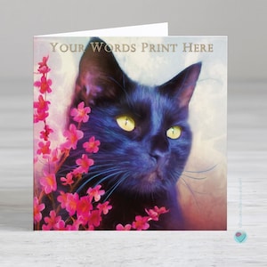 Carte d'anniversaire personnalisée pour amoureux des chats - carte de voeux chat noir - cadeau d'anniversaire pour amoureux des chats - carte personnalisée de fête des mères - carte de maman chat