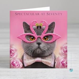 Carte pour le 70e anniversaire d'un amoureux des chats - SPECTACULAIRE À SOIXANTE-DEUX ans - Possibilité d'ajouter un message imprimé personnalisé à l'intérieur