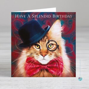 男性または女性向けの猫の誕生日カード - メインクーン猫の誕生日カード - 素晴らしい誕生日をお過ごしください - パーソナライズされた印刷メッセージを追加するオプション