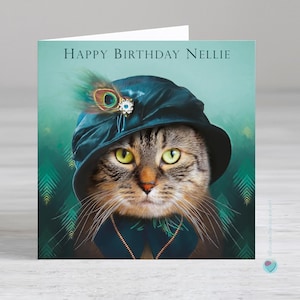 Personalised birthday card to a female cat lover - cat lady birthday card - birthday card for women - girls birthday card - mothers day card