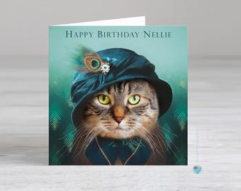 Personalised birthday card to a female cat lover - cat lady birthday card - birthday card for women - girls birthday card - mothers day card