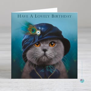 Carte d'anniversaire pour un amoureux des chats - carte d'anniversaire chat bleu britannique - Possibilité d'ajouter un verset imprimé personnalisé à l'intérieur