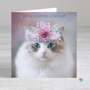 Carte de félicitations - Fiançailles, mariage, nouvelle maison, nouveau chat, réussite aux examens de conduite, remise des diplômes du GCSE - Possibilité d'ajouter votre propre message à l'intérieur