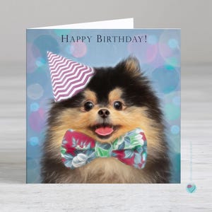 ポメラニアン犬の誕生日カード - 男の子の誕生日カード - 女の子の誕生日カード - ハッピーバースデー - 中にパーソナライズされたメッセージを追加するオプション