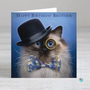 兄弟の誕生日カード - オス猫の兄弟の誕生日カード - ハッピーバースデーブラザー - 内側に印刷されたパーソナライズされたメッセージを追加するオプション