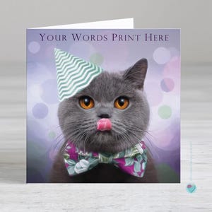 Personalised birthday card to male or female cat lover - girls birthday card - boys birthday card - British shorthair cat birthday card