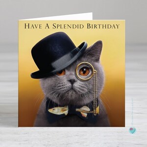 男の子、女の子、男性への誕生日カード - ブリティッシュショートヘアの猫のカード - 素晴らしい誕生日を - 中にパーソナライズされたメッセージの詩を追加するオプション