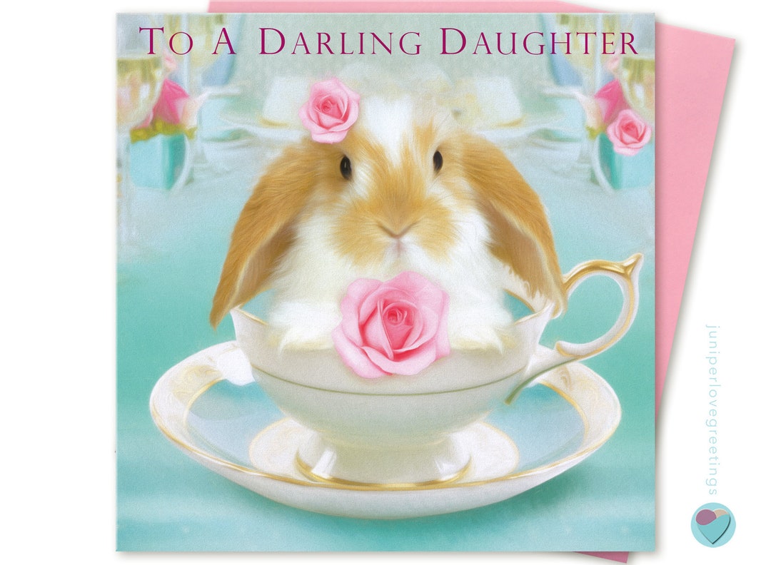 Tarjeta de cumpleaños para hija Bunny Dwarf Lop Rabbit TO a - Etsy México