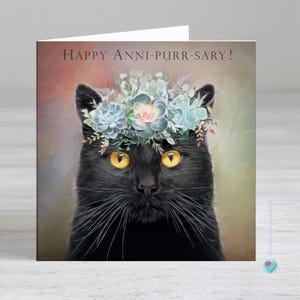 Carte d'anniversaire femme petite amie mari petit ami couple - HAPPY ANNIPURRSARY - Possibilité d'ajouter votre propre verset imprimé à l'intérieur