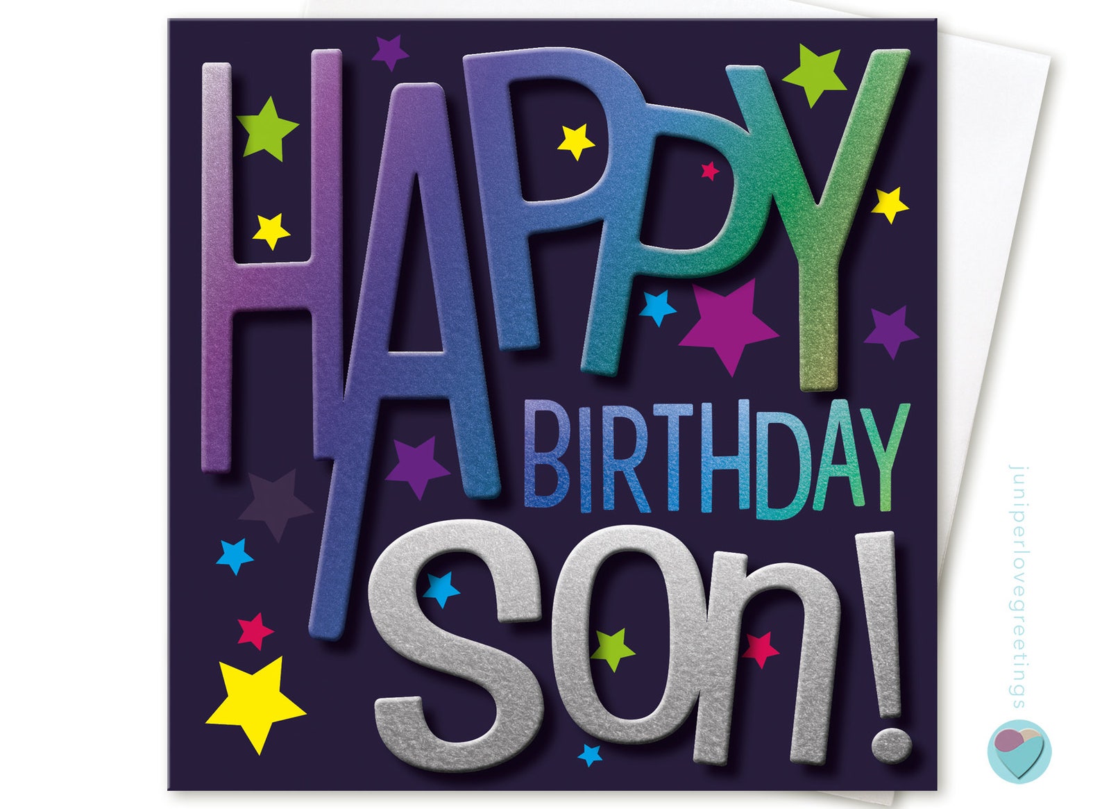 Son Birthday Card for boys or men Modern Typographic Fun | Etsy