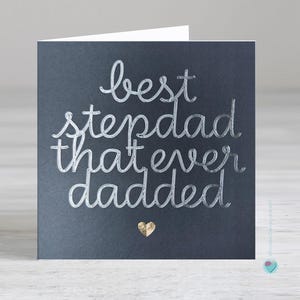 Meilleure carte de beau-père - idéale pour un anniversaire de remerciement pour la fête des pères - Typographie souvenir en feuille d'argent doré - Possibilité d'ajouter un message personnalisé à l'intérieur