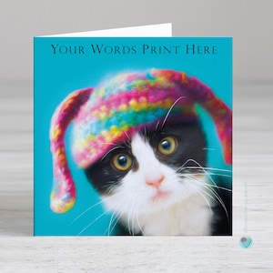 Carte d'anniversaire personnalisée pour amoureux des chats - carte d'anniversaire garçon - carte d'anniversaire fille - carte d'anniversaire chat smoking