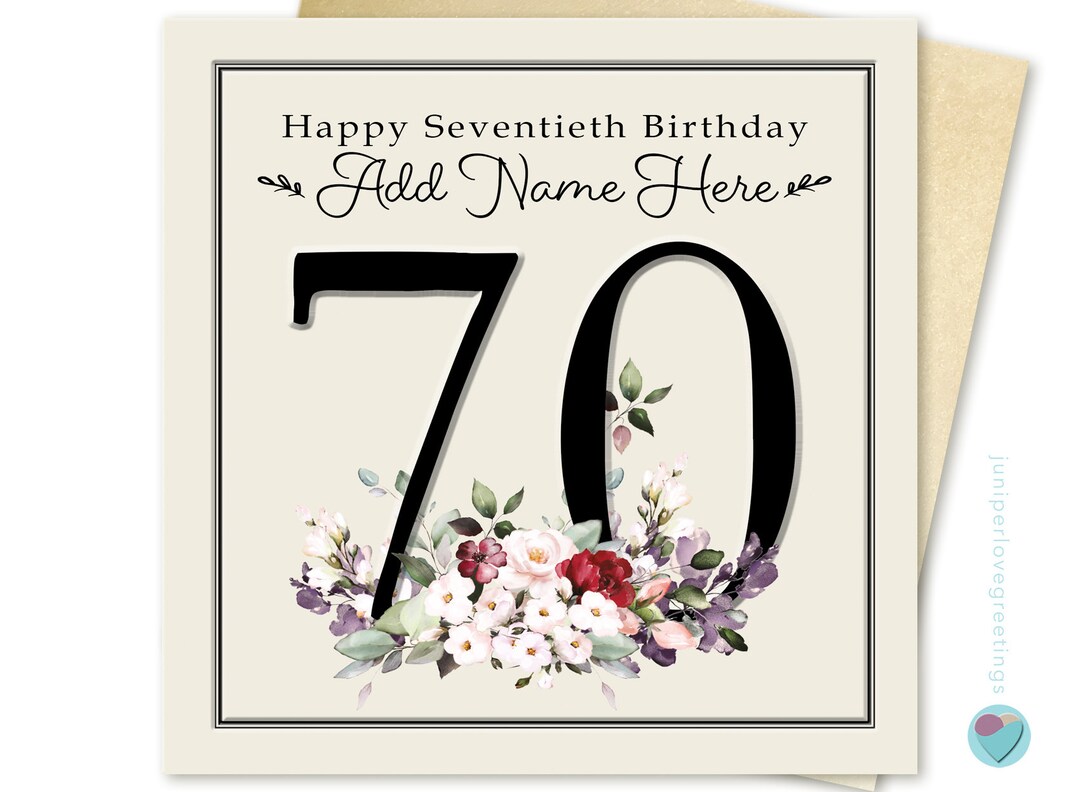 Personalised 70th Birthday Card Women Men Wife Husband Mum Mom Nan ...