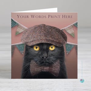 Carte d'anniversaire personnalisée pour un homme - carte d'anniversaire chat - carte de remerciement chat - carte de fête des pères du chat - cartes de chat noir