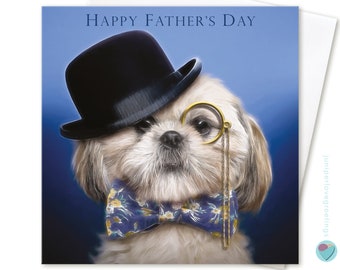 Shih-Tzu Dog 'Love You Dad' Single Leather Photo Coaster Animal Breed DAD-191SC 