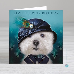 Carte d'anniversaire chien Westie femmes fille hommes garçons PASSEZ UN BEAU ANNIVERSAIRE - Possibilité d'ajouter un message imprimé personnalisé ou un verset à l'intérieur de cette carte