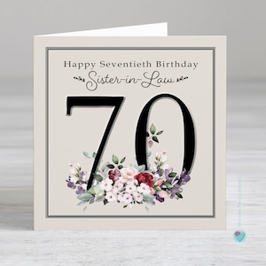 Carte du 70e anniversaire de la belle-soeur - Carte de 70 ans pour la belle-sœur - Possibilité d'ajouter un message personnalisé ou un verset à l'intérieur
