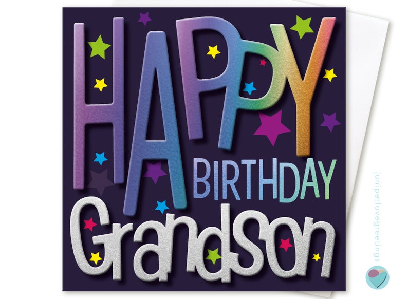 Grandson Birthday Card HAPPY BIRTHDAY GRANDSON for boys or men | Etsy