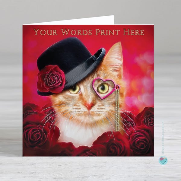 Anniversary card cat lover: personalised, mum, dad, nan, granddaughter, daughter, wife, husband