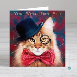 Maine coon cat card - personalised male birthday card - birthday card for a man - cat man birthday card - fathers day card from the cat