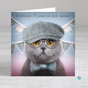 Carte d'anniversaire personnalisée garçons hommes filles femmes maman papa femme mari grand-père fils beau-frère neveu ami onclet cousin chat bleu britannique