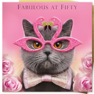 50th birthday card women men FABULOUS AT FIFTY mum dad husband wife nan grandad sister brother daughter in law cousin aunt cat lover