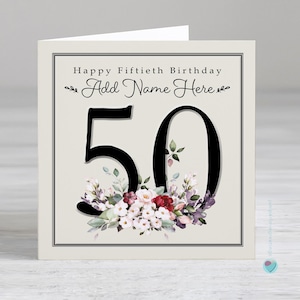 Carte d'anniversaire personnalisée pour les 50 ans pour femme - 50 ans amie soeur tante cousine belle-soeur fille belle-fille nièce