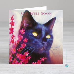 Carte de rétablissement - Cartes de rétablissement au Royaume-Uni - à destination ou en provenance d'un amoureux des chats noirs - Possibilité d'ajouter un message personnalisé imprimé à l'intérieur
