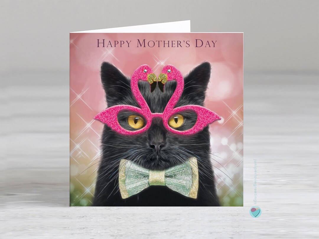 Mother's Day Card - Black Cat Mothers Day Card - to or From Cat Lover ...