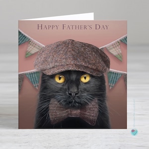 Carte de fête des pères - papa chat pour la fête des pères - pour ou d'un amoureux des animaux - Ajoutez un message imprimé personnalisé à l'intérieur