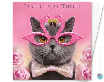 30th birthday card women men FABULOUS AT THIRTY mum dad husband wife nan grandad sister brother daughter in law cousin aunt cat lover