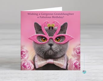 Geburtstagskarte Mit Weißer Katze & Roter Blume – Süßes Design Für Sie