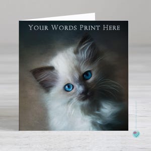Carte d'anniversaire personnalisée pour filles garçons femmes hommes - carte chat ragdoll pour toutes les occasions - jolie carte d'anniversaire chaton - carte déjouée de luxe