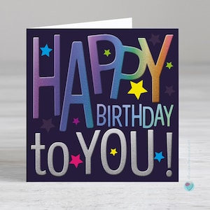 Carte d'anniversaire pour homme ou femme - carte d'anniversaire moderne - Joyeux anniversaire - Possibilité d'ajouter un verset imprimé personnalisé à l'intérieur