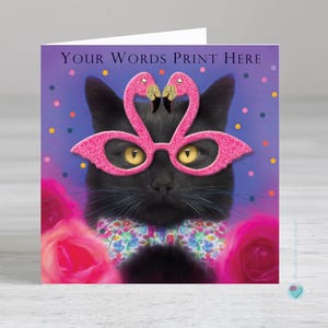 Carte d'anniversaire personnalisée pour filles femmes garçons hommes maman papa mari femme partenaire ami soeur frère nièce nanna grand-mère chat noir amoureux
