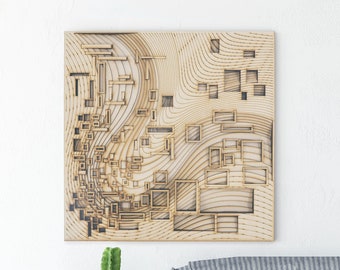STEREOWOOD Flow Arte de pared de madera multicapa Decoración estereoscópica 3D Decoración para sala de estar Decoración de dormitorio Artes y manualidades cortadas con láser