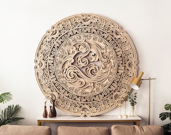 STEREOWOOD Lucky Disc Multi-Layer Wall Art, Stereoscopic 3D Decor, Mandala Laser Cut, Rustic Home Wood Wall Art, Laser Cut Arts and Crafts