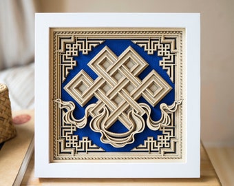 STEREOWOOD Auspicious Knot Multi-Layer Wooden Wall Art, Desktop decoration, Creative Gifts, Laser Cut Arts and Crafts，Wood mandala