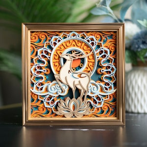 STEREOWOOD Fortune Deer Multilayer Holzwandkunst, Einzigartiges Wohndekor Geschenk, Desktopdekoration, Laser geschnittenes Kunstwerk, 3D Mandala Wandkunst Bild 2