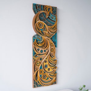 STEREOWOOD Phoenix and Sycamore Handcrafted Wooden Wall Art, Unique Modern Home Decor, Mandala Laser Cut, Customizable Artwork , Gift Idea image 5