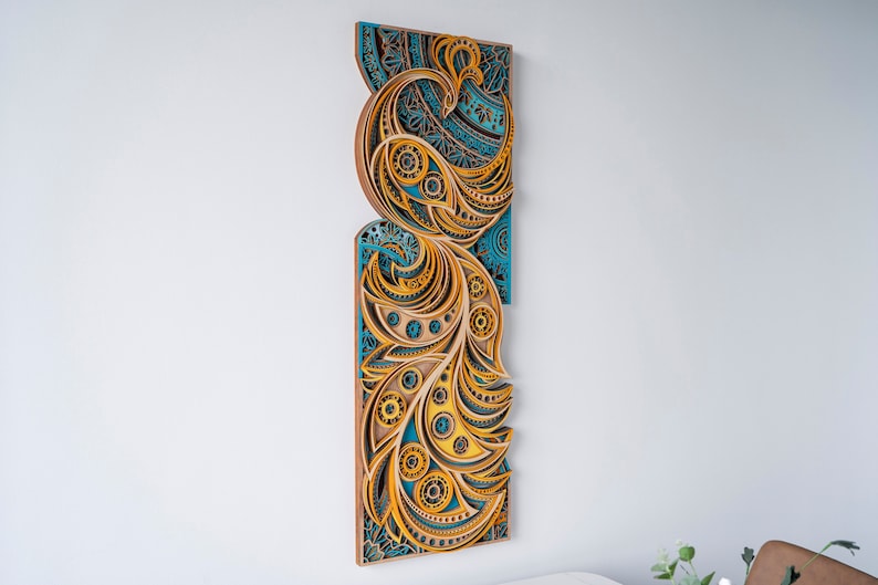 STEREOWOOD Phoenix and Sycamore Handcrafted Wooden Wall Art, Unique Modern Home Decor, Mandala Laser Cut, Customizable Artwork , Gift Idea image 5