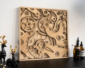 家具 Vintage 3D Wood ART Stereoscopic 3D Gear Wood Wall Art: Mandala Laser Cut Decor