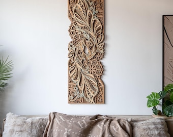 STEREOWOOD Dancing Koi Multi-layer Wall Art, Oriental Geometric