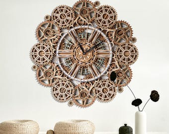 Zodiac Mandala Wall Clock, Geometric Zen Wood Art, Laser Cut Craft, Modern Home Decor