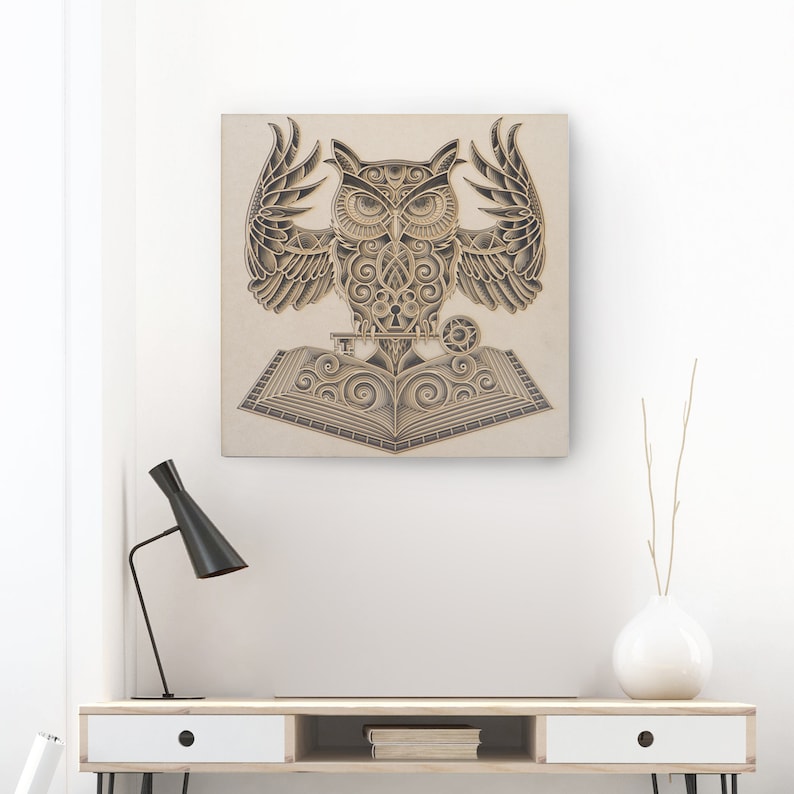 Owl Figurative Wall Art, Animal Themed Wood Decor, Laser Cut Craft ...