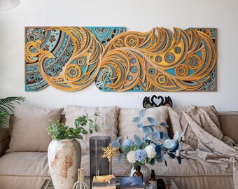 Phoenix and Sycamore Multilayer Wood Wall Art, Large Bird Laser